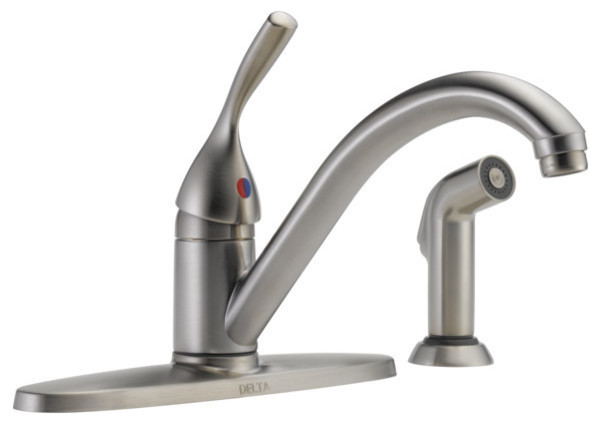 Delta 134/100/300/400 Series Single Handle Kitchen Faucet with Spray, Stainless