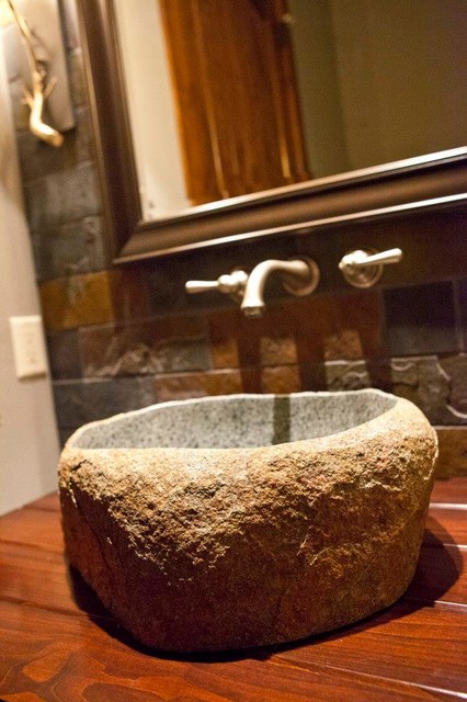 Natural Stone Boulder Sink Rustic Bathroom Other By