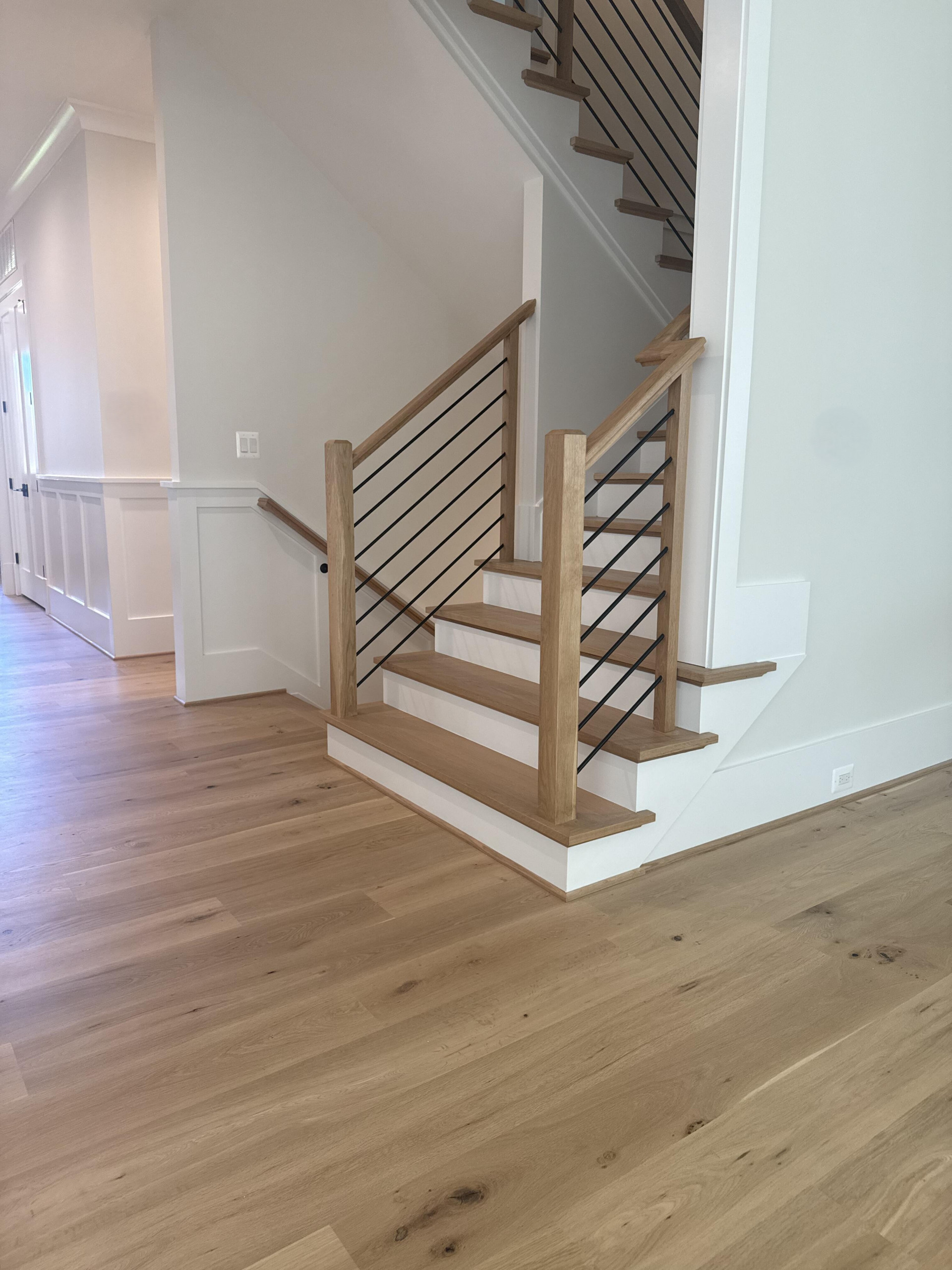 140_Modern White Oak Stair with Horizontal Bar Rail, Falls Church, VA 22043