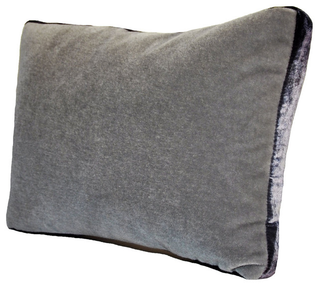 Mohair Pillow - Silver with Black Tuxedo Stripe - 14" x 20"