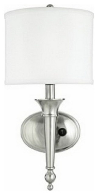 Brushed Nickel Plug, Flurescent Wall Sconce With Shade