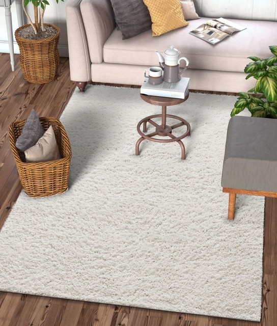 Well Woven Madison Piper Modern Shag Solid Ivory 7 10 X 9 10 Area Rug