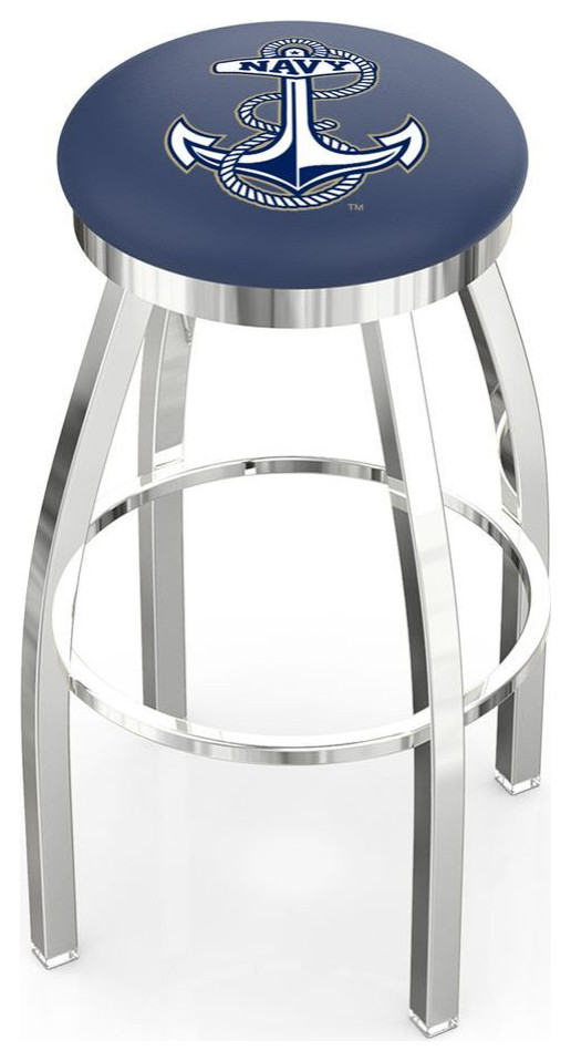 Holland L8C2C US Naval Academy NAVY 30" Swivel Bar Stool Chrome