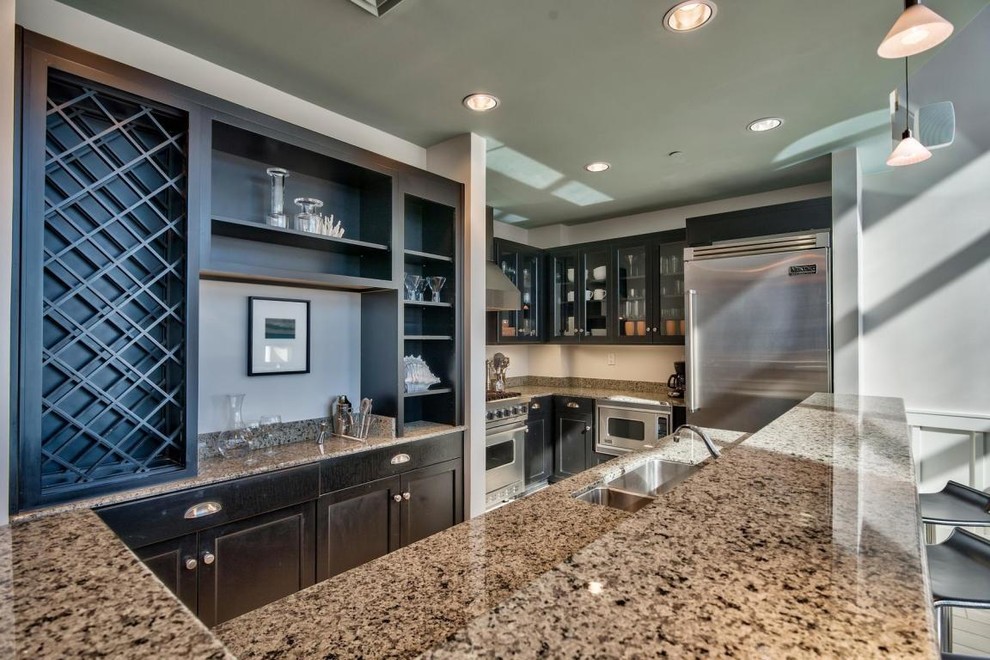 Example of a transitional kitchen design in Miami
