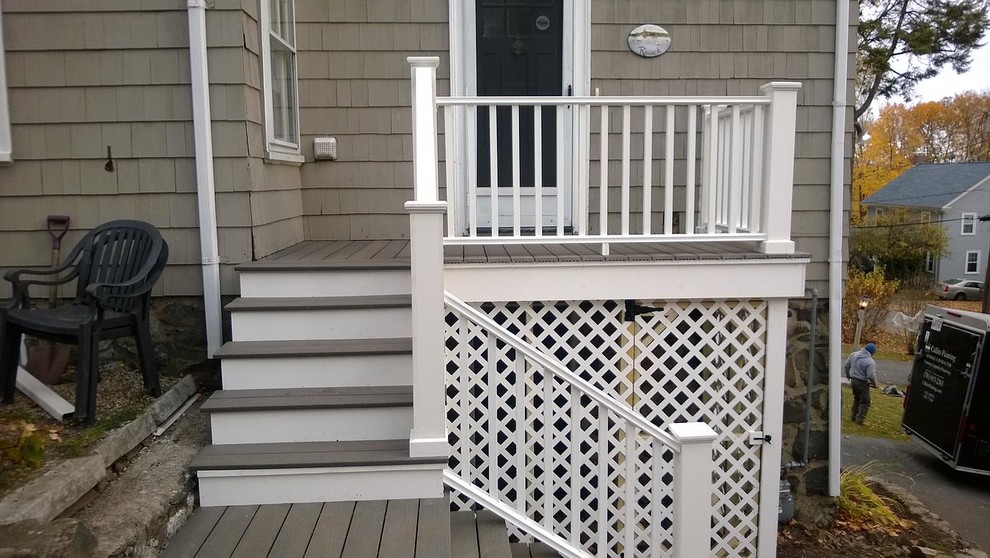 Backyard balcony deck photo in Boston with no cover