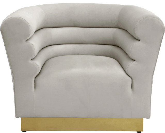 Luxury Seating and Decor Kaylee Velvet Chair Cream Contemporary
