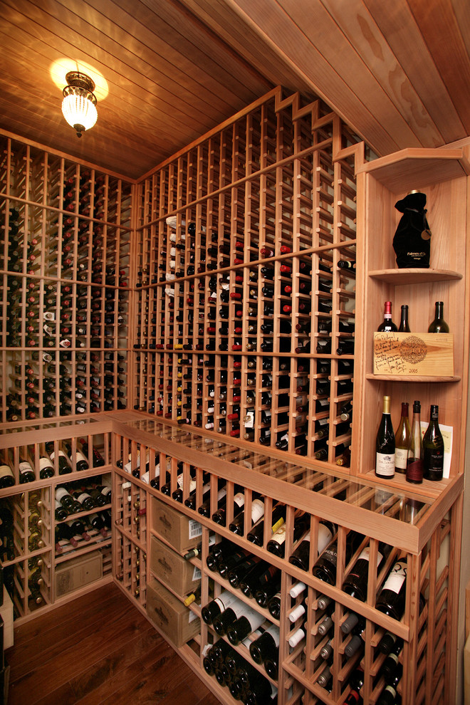 This is an example of a mediterranean wine cellar in Tampa.