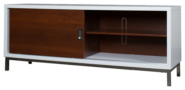 60 Manhattan Tv Console With Full Sliding Doors White Walnut 60 Manhattan Tv Console With Full Sliding Doors White Walnut