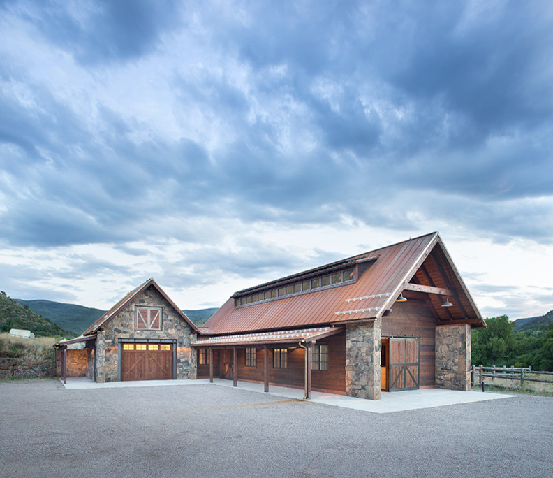 Inspiration for a rustic home design remodel in Denver