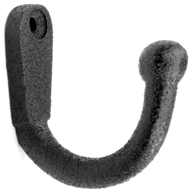 Black Wrought Iron Wall Mount Coat Hook 2" Proj. Rust Resistant With