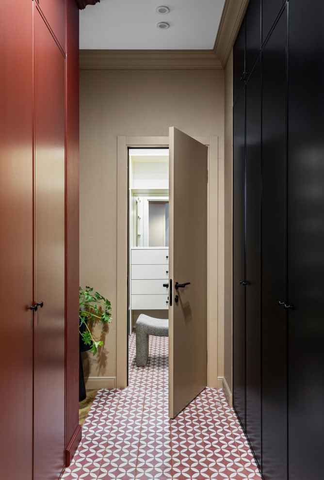 Отделка квартиры в стиле mid-сentury modern с декоративной матовой штукатуркой