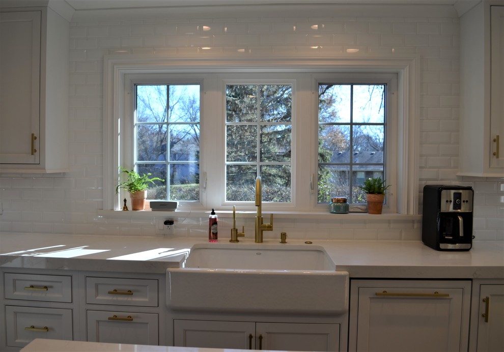 Example of a transitional home design design in Chicago