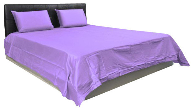 800 Thread Count Solid Sheet Set in Twin Size - 100% Egyptian Cotton, Lilac