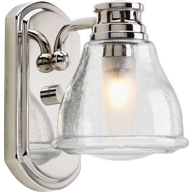 1 Light Bath And Vanity Polished Chrome With Clear Seeded Shade