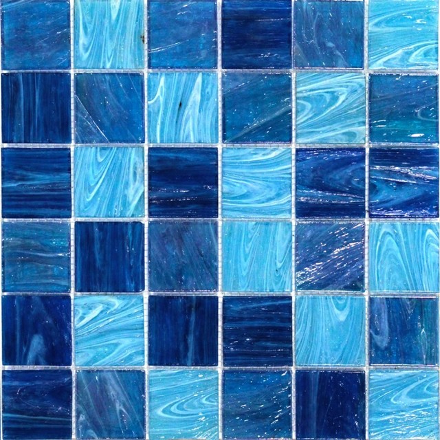 Aquatic Ocean Blue Square Glass Tile, Square Glass Tiles