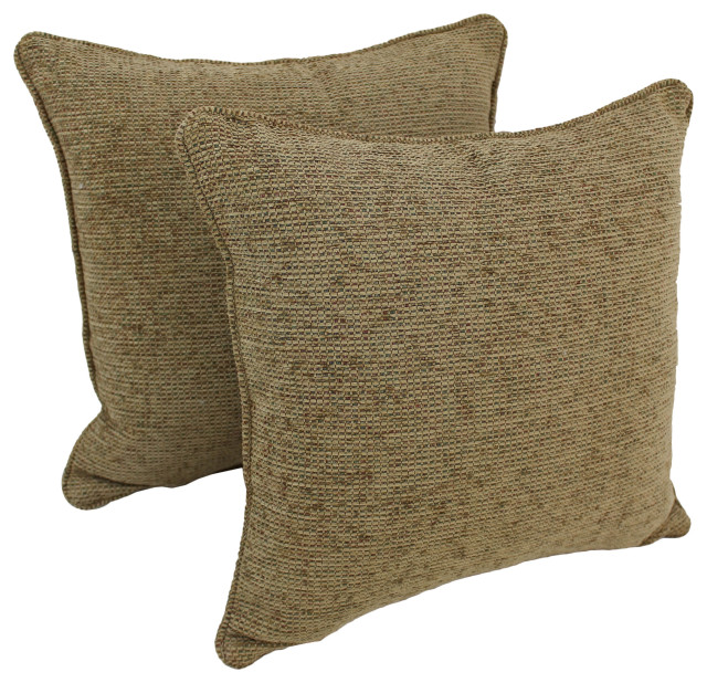 18" DoubleCorded Jacquard Chenille Square Throw Pillows, Set of 2, Macaroon Transitional