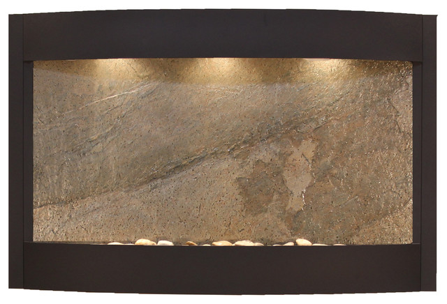Calming Waters Wall Water Fountain, Green Featherstone, Textured Black
