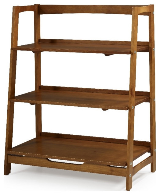 Mid Century Open Shelving Unit Castanho Finish Transitional