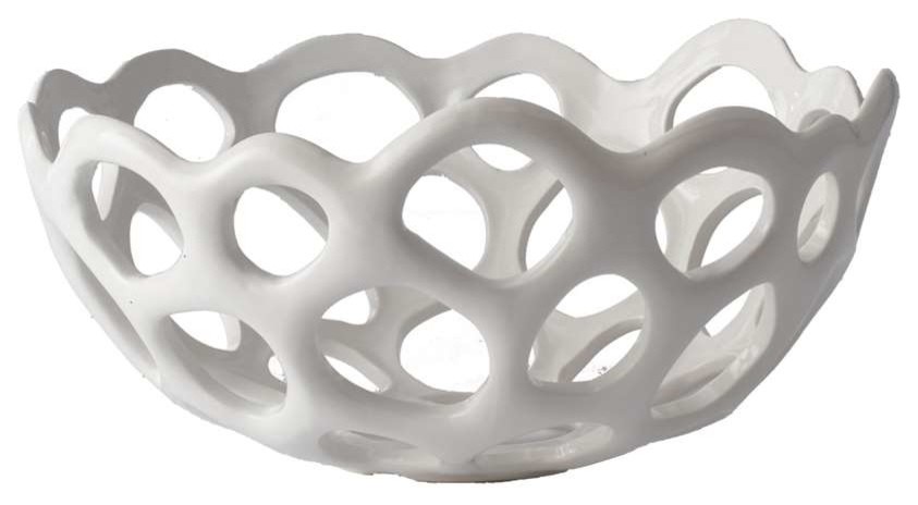 Dimond Home Perforated Porcelain 6" Bowl, White
