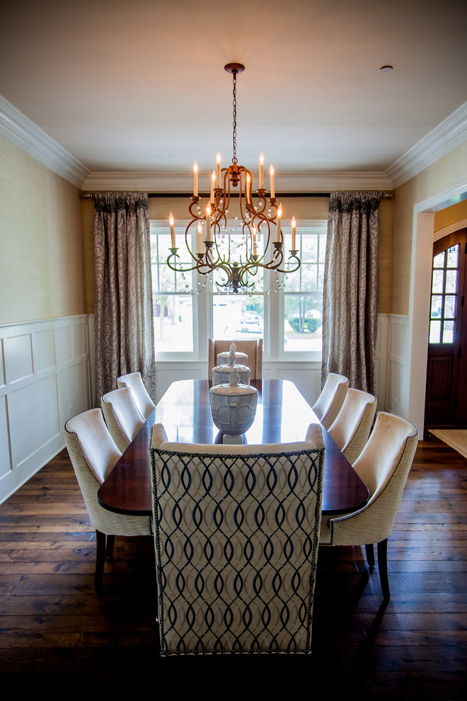 Inspiration for a traditional dining room in Chicago with beige walls.
