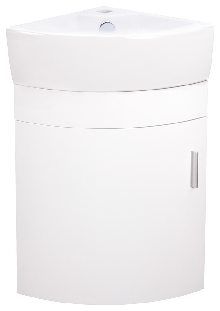 Melamine WallHung Corner Vanity With Door and Sink Modern Bathroom