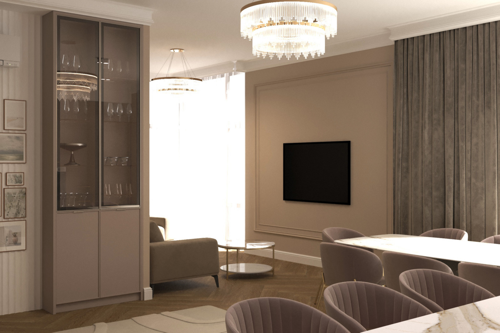 Кухня-гостиная в квартире 160 м2 в ЖК LIVE-Кутузовский.