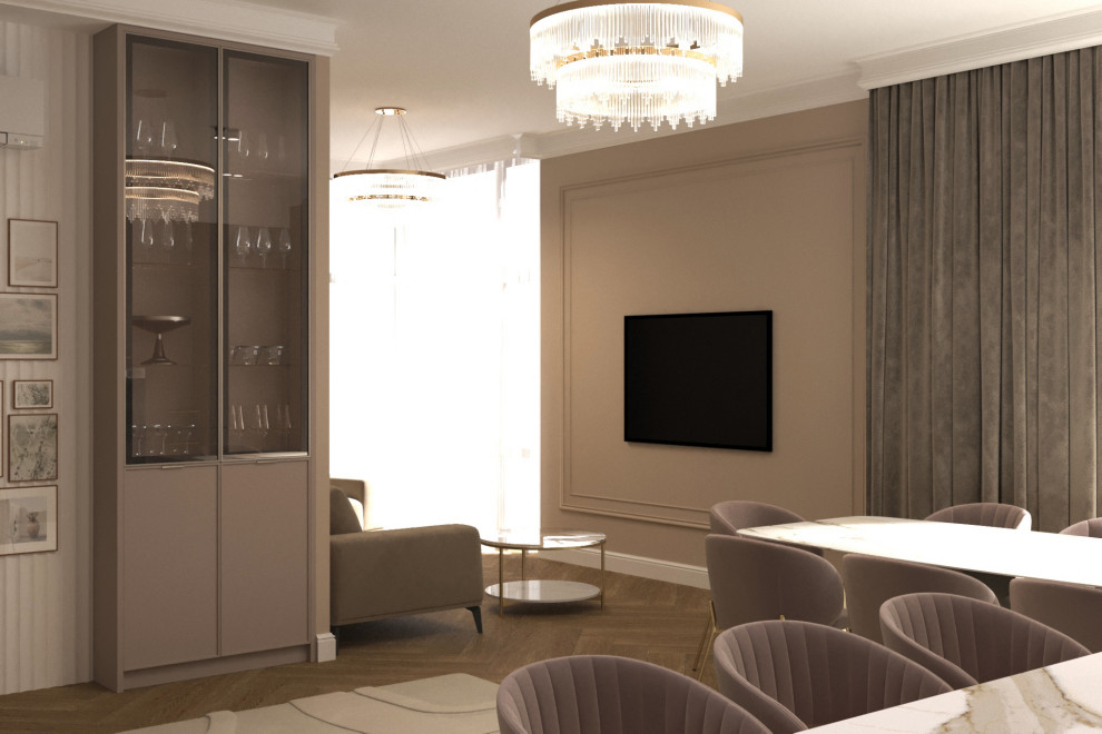 Кухня-гостиная в квартире 160 м2 в ЖК LIVE-Кутузовский.