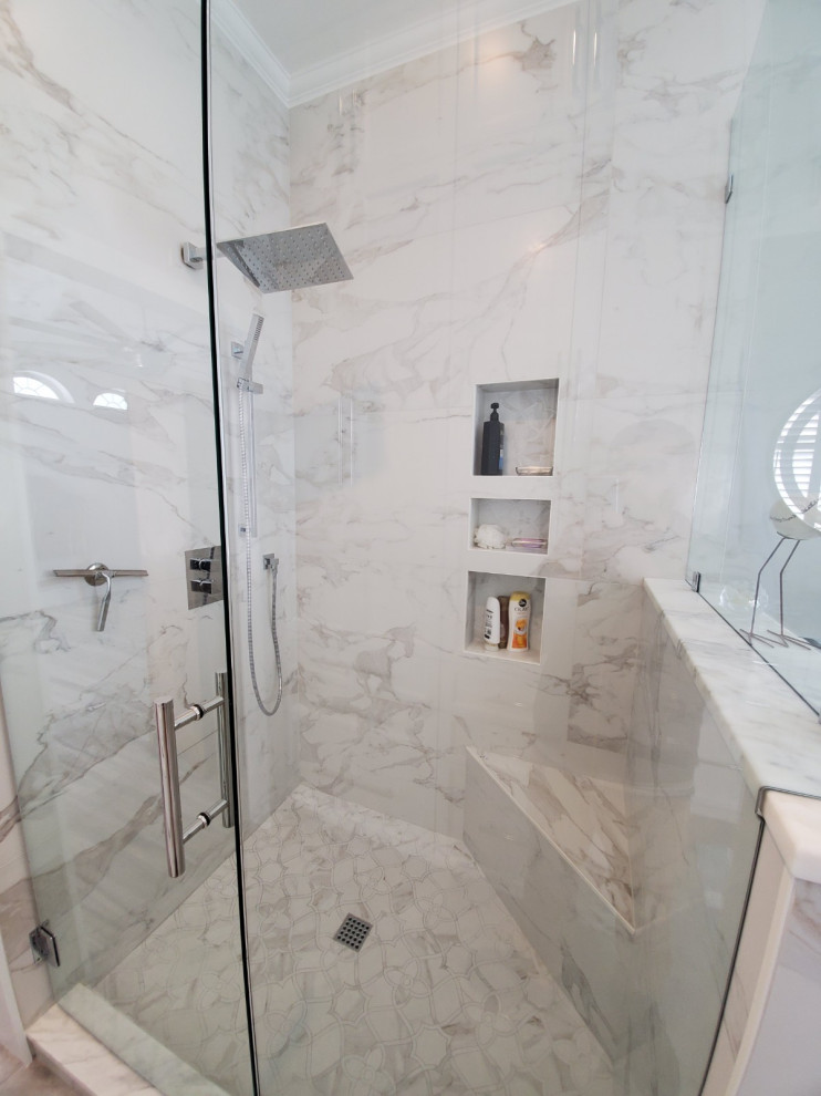 Luxurious Shower done with 24x48 Porcelain Tiles Modern Other by