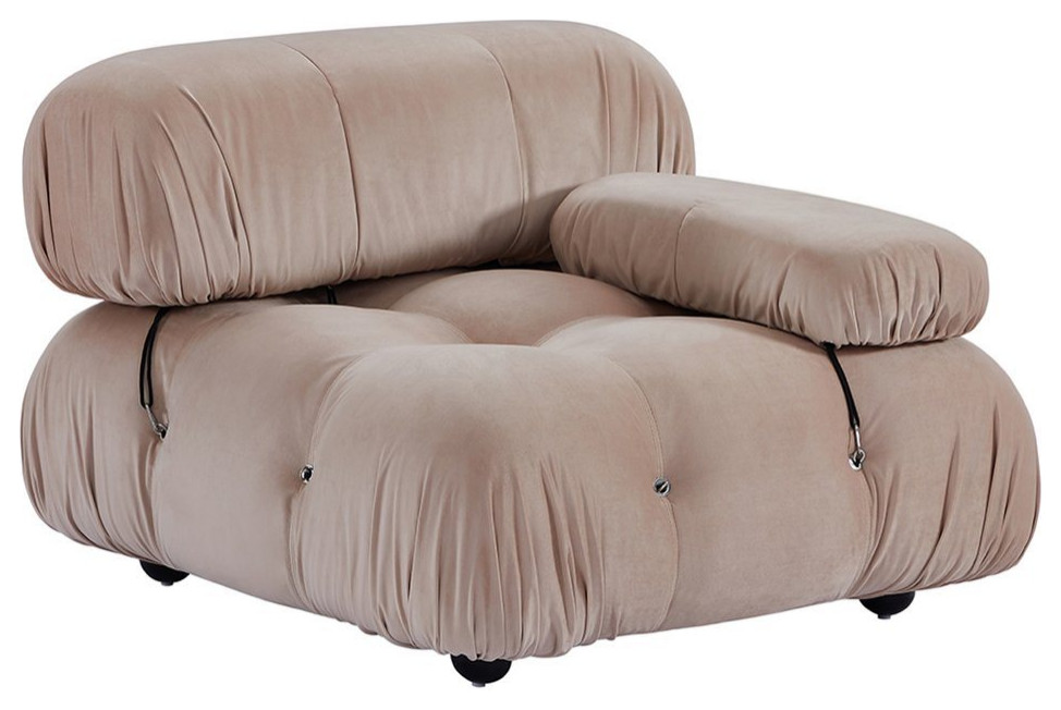 Gioia 1Seater Chair, Left Armrest, Beige Velvet Transitional