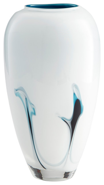 Cyan Deep Sky Vase 10445, Blue and White