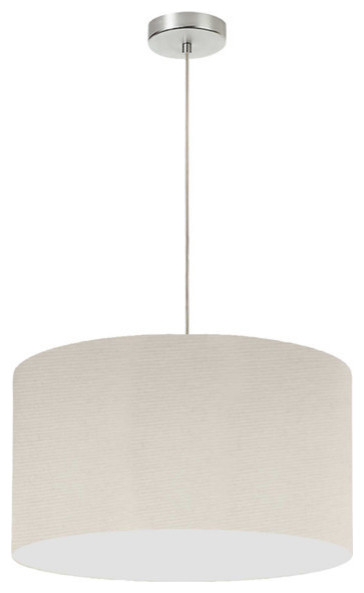 1 Light, 19" Drum Shade Pendant, Beige Italian Linen Fabric