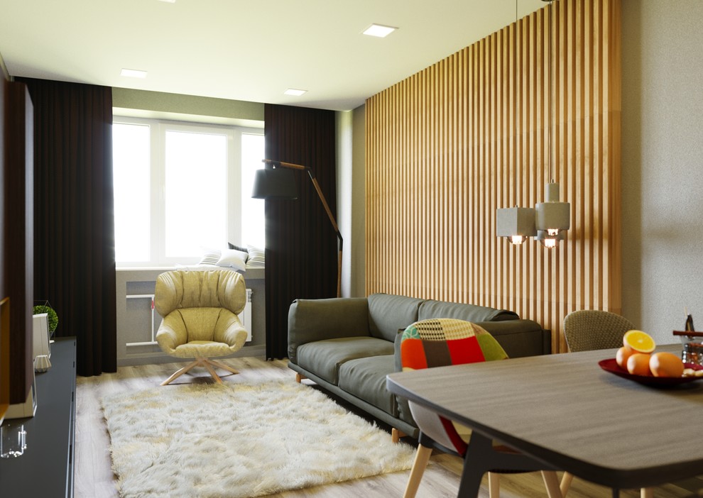 Современная гостиная совмещенная с кухней