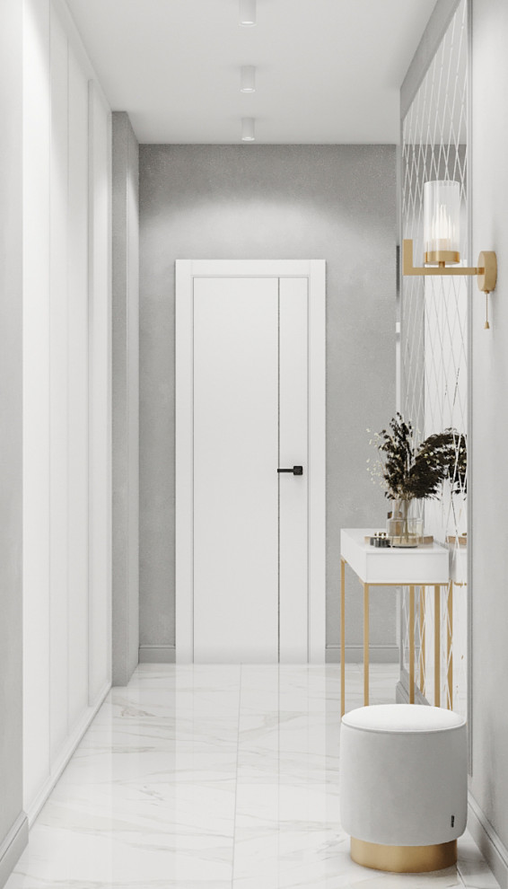 Квартира с современной гостиной с отсылками к ар-деко. Проект 2022 года