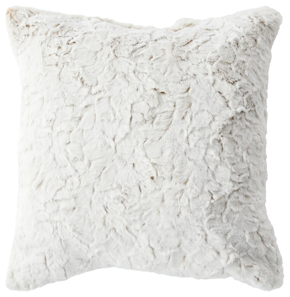 Sorra Home Faux Fur Fawn Indoor Knife Edge Square Pillow, 18" H x 18" W