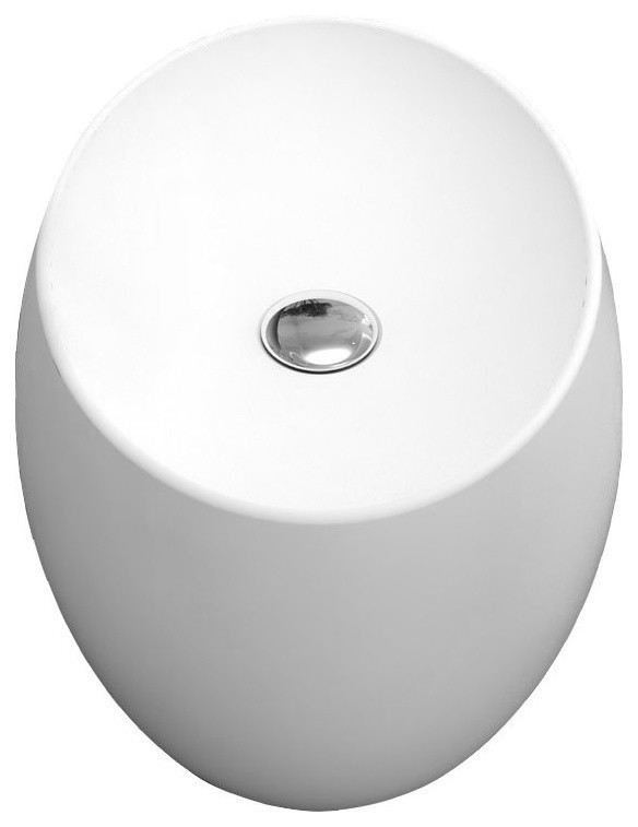 ADM Oval Countertop Vessel Sink, White, 18" Contemporary Bathroom Sinks by ADM Bathroom