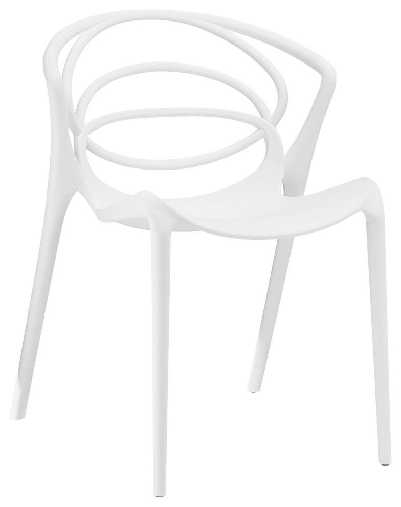 Locus Dining Side Chair EEI1451, White Midcentury Dining Chairs