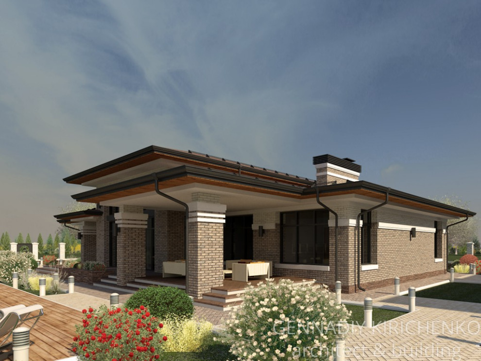 Проект одноэтажного дома со вторым светом.