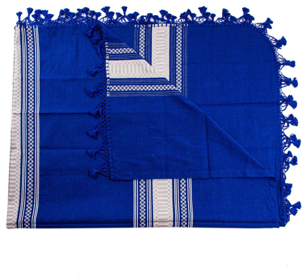 NOVICA Memories In Blue And Zapotec Cotton Bedspread (Full/Queen