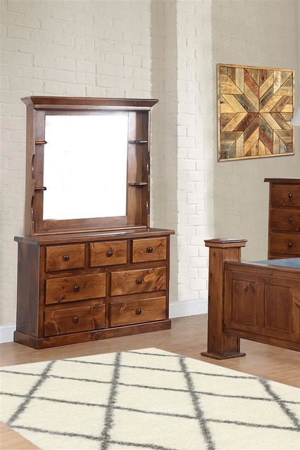 7 Drawer Dresser With Hutch Mirror Transitional Dressers By