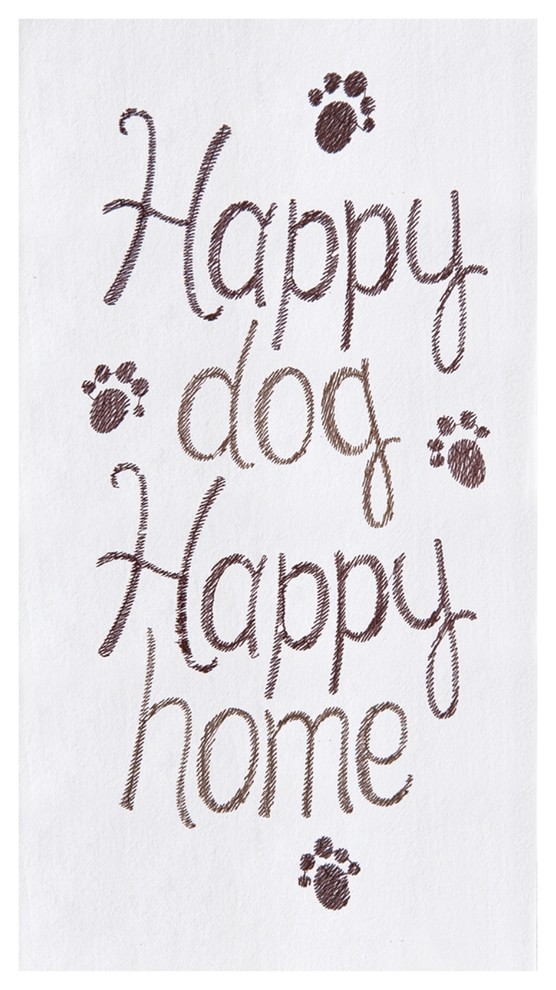 Happy Dog Happy Home Flour Sack Kitchen Towel Cotton 27 Inch