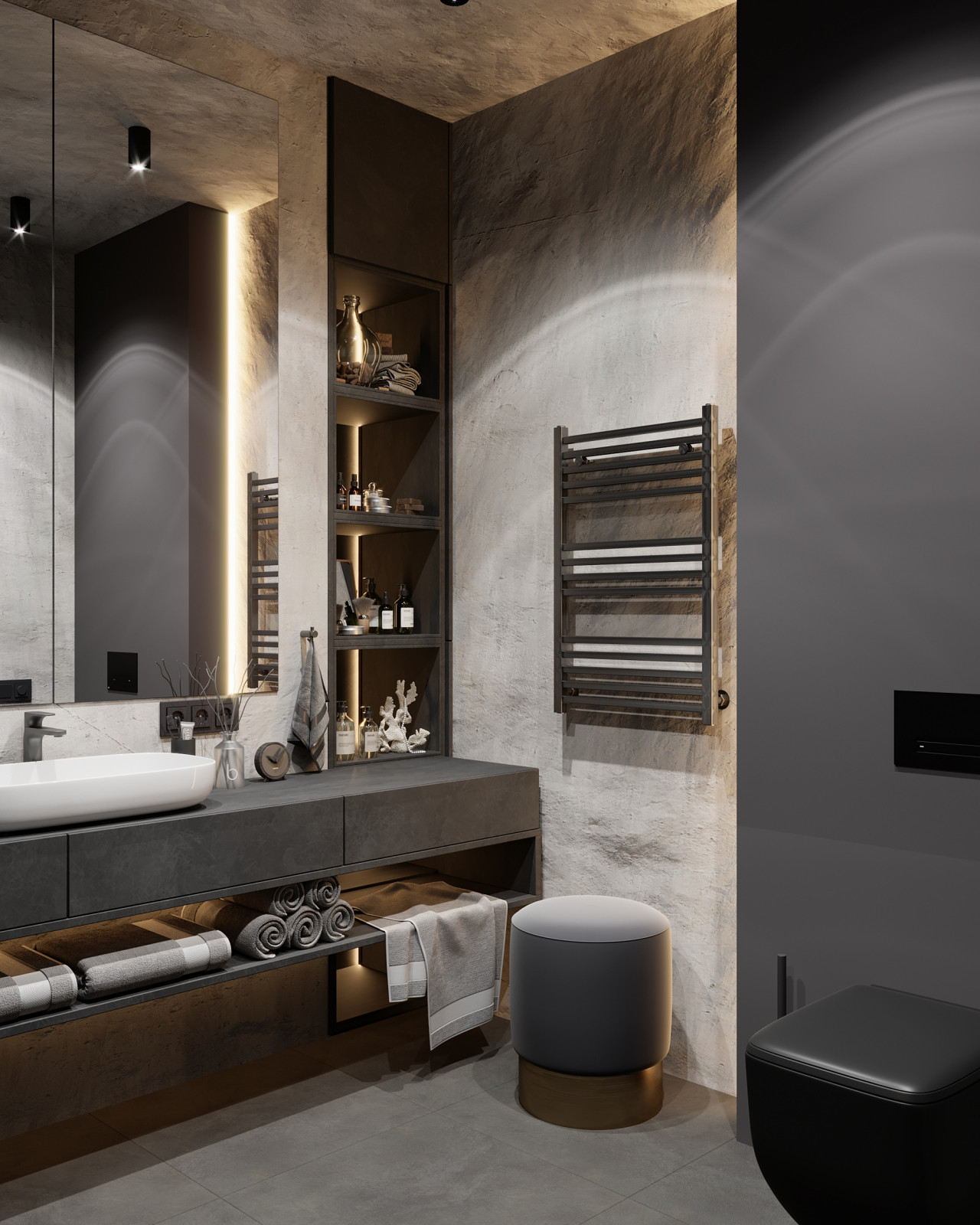 Брутальная квартира с элементами минимализма 65