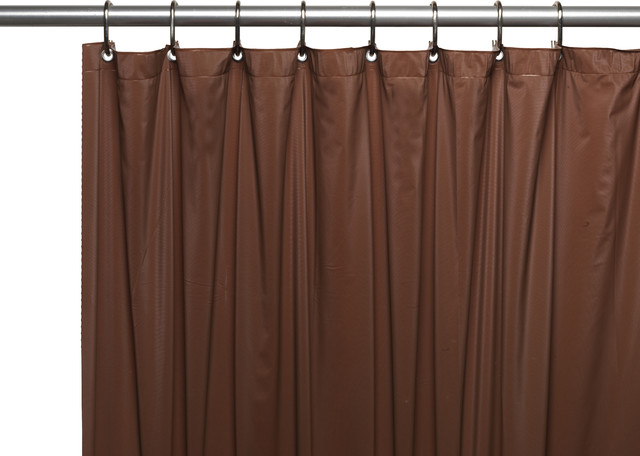 Premium 4 Ga Vinyl Shower Curtain Liner w/ Magnets and Metal Grommet in Brown