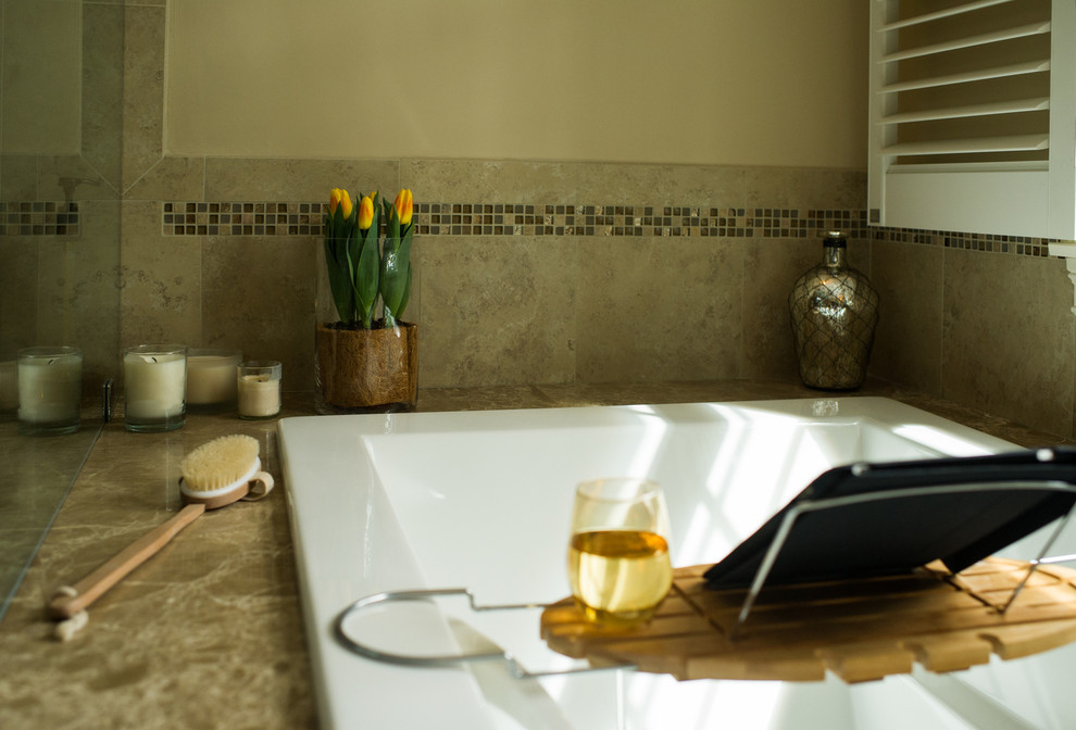 Example of a transitional bathroom design in Boston