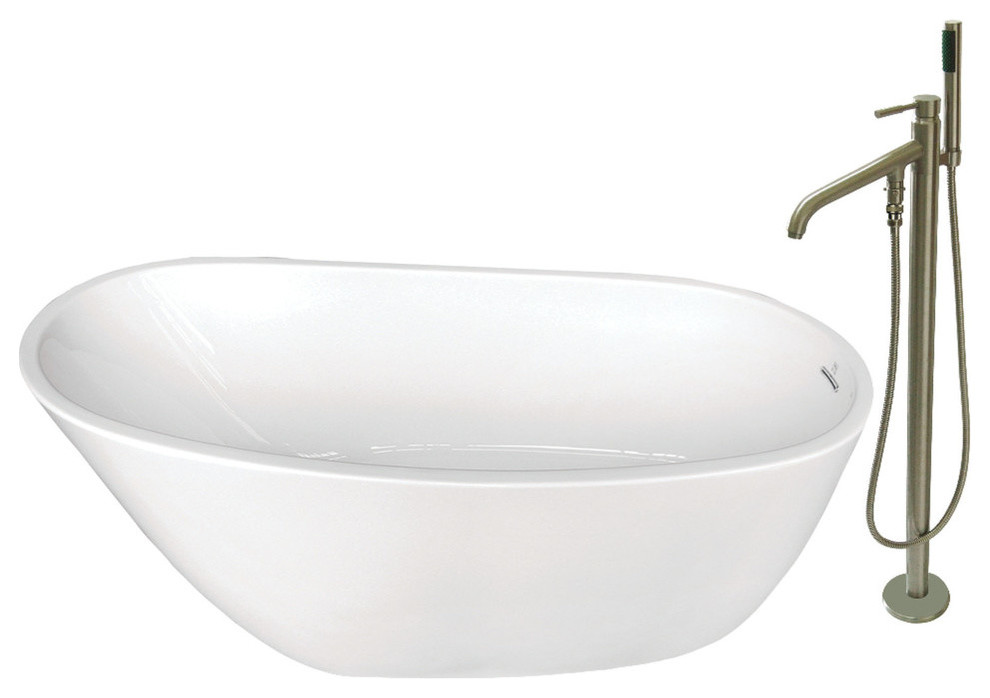 Aqua Eden 59" Acrylic Freestanding Tub w/Faucet Combo, 591/16" (L) x