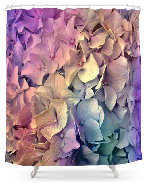 Soft Multi Color Hydrangea Shower Curtain Contemporary Shower