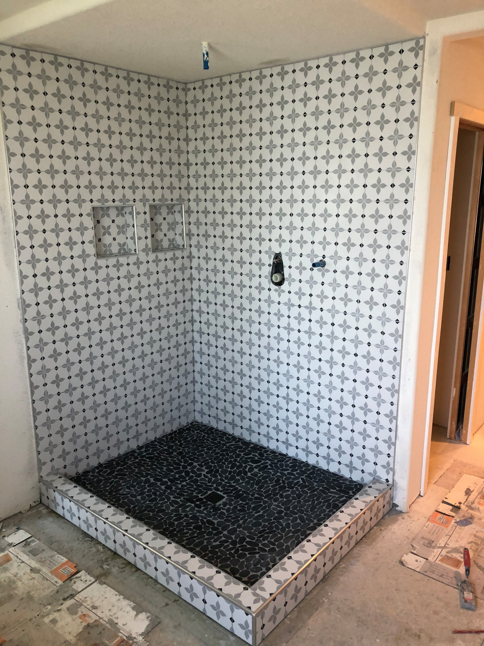 Shower, Fireplace, backsplash