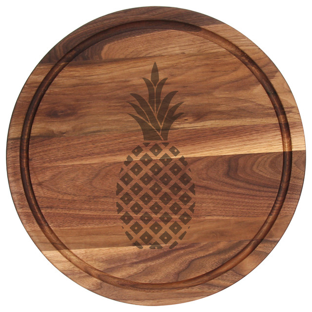 Pineapple Round Walnut Cutting Board Tropical Cutting Boards by