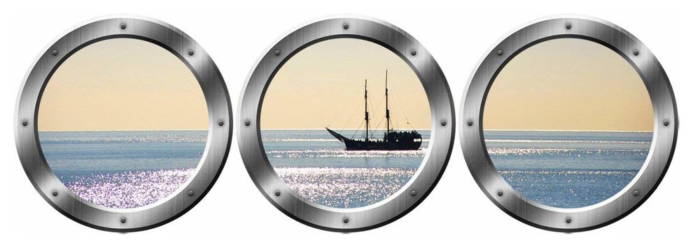 Porthole Ship Ocean Window View TURTLE #3 ROUND Wall Sticker Art Decal Graphic 