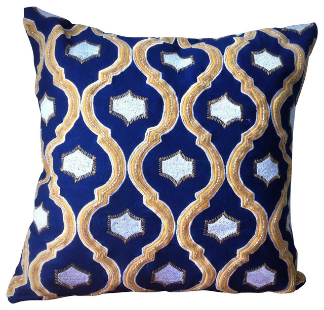 Cotton Velvet Embroidered Pillow - Mediterranean - Decorative Pillows ...