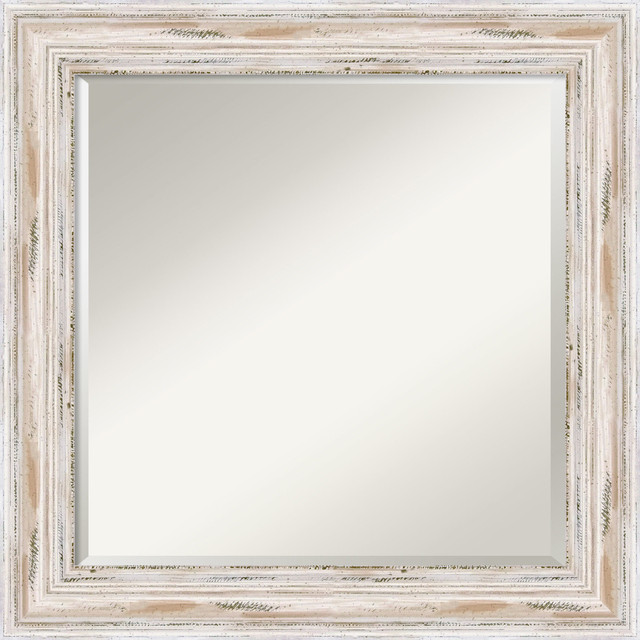 Wall Mirror Square Alexandria White Wash Outer Size 25 X25